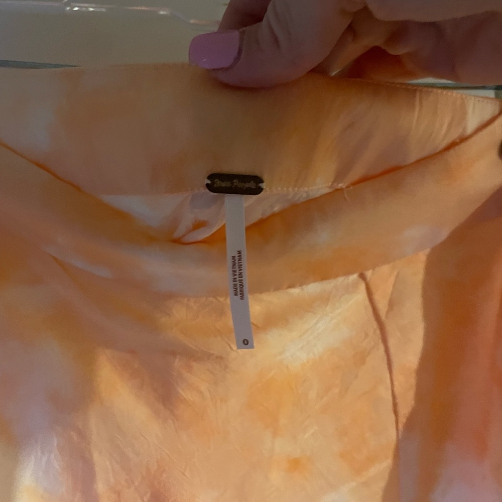 Free People NWT Womens Skirt Martine Flirt Orange Tie Dye Mini Size 0 Summer - Picture 7 of 8
